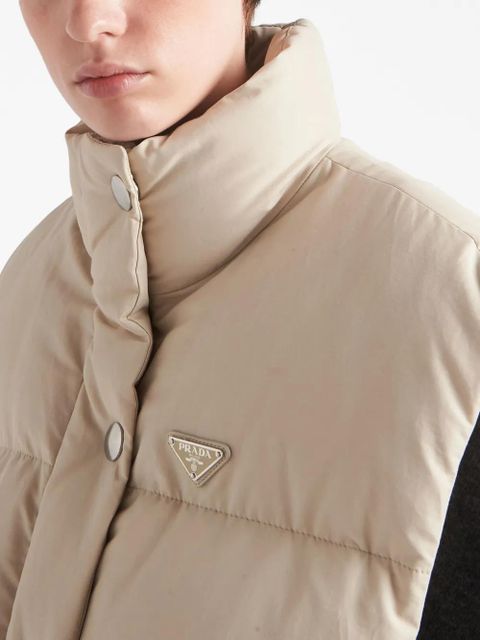 Prada logo-plaque padded vest - White