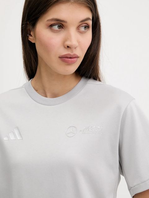 adidas t-shirt bawełniany x Mercedes damski kolor szary JW3482