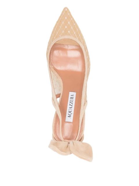 Aquazzura 85mm Bow Tie Net pumps - Neutrals - zdjęcie produktu nr 2