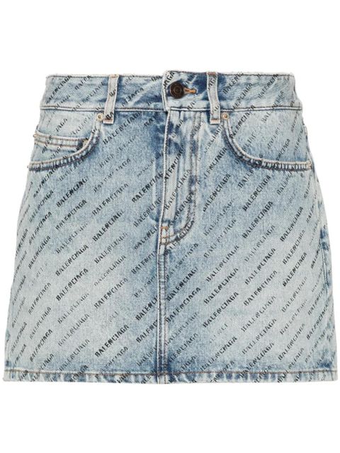 Balenciaga logo-print denim mini skirt - Blue - zdjęcie produktu nr 1