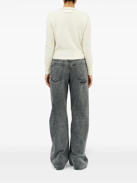 MM6 Maison Margiela contrasting-border crew-neck jumper - Neutrals