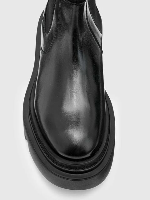 AllSaints sztyblety skórzane Alex Boot damskie kolor czarny na platformie W062FB