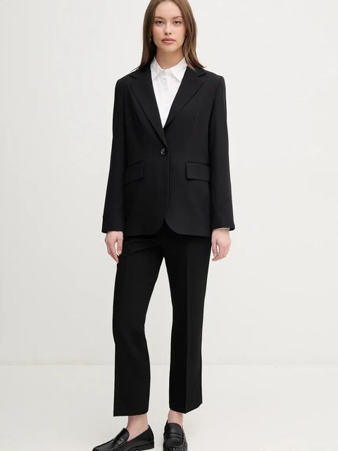 Sisley marynarka kolor czarny jednorzędowa gładka 2KVXLW025 - zdjęcie produktu nr 2