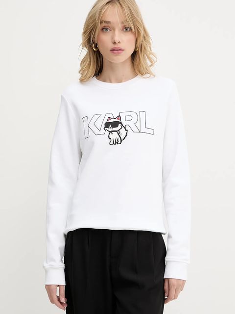 Karl Lagerfeld bluza bawełniana IKON damska kolor biały z nadrukiem A3W20056 - zdjęcie produktu nr 1