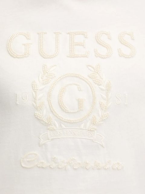 Guess t-shirt bawełniany MENA damski kolor beżowy V5BI07 K8FQ4