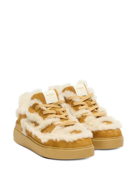 Balmain shearling suede sneakers - Brown - zdjęcie produktu nr 2