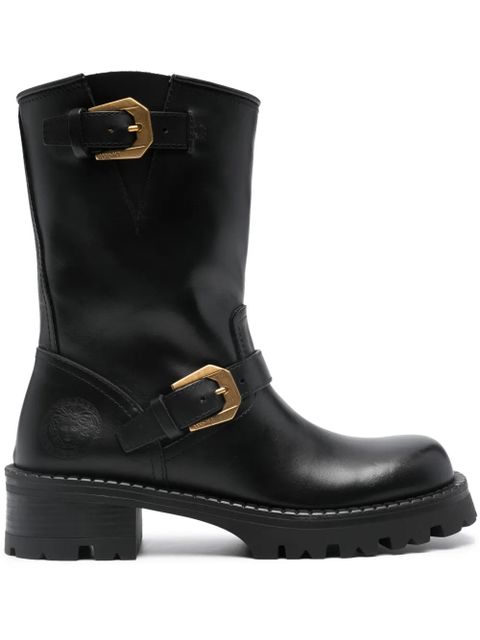Versace Medusa-embossed leather boots - Black - zdjęcie produktu nr 1