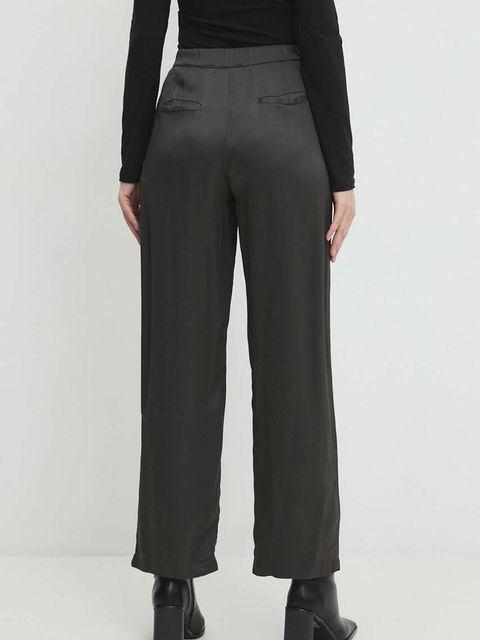 Answear.LAB spodnie damskie kolor szary szerokie high waist