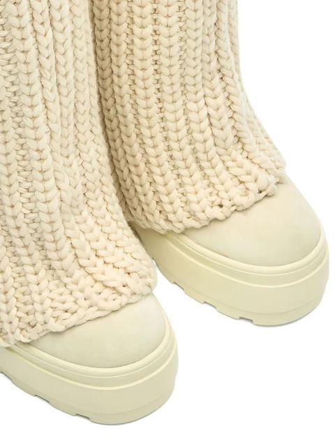 Casadei knitted logo-plaque boots - Neutrals