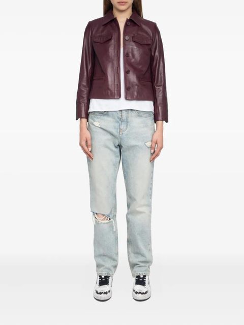 Zadig&Voltaire button-fastening flap-pocket leather jacket - Red