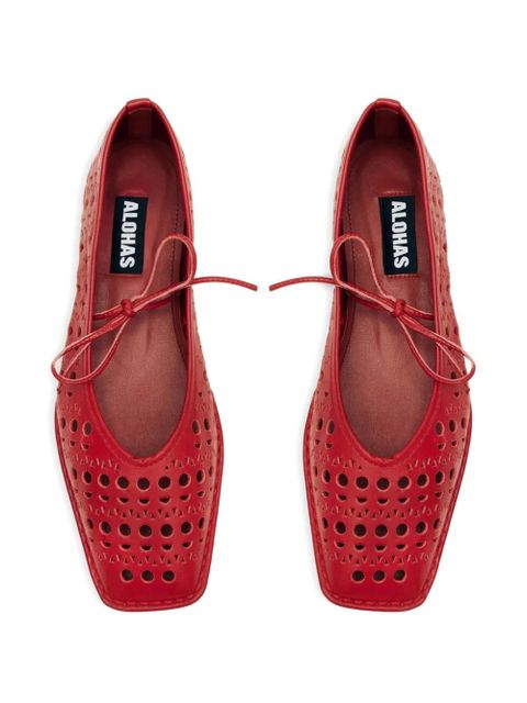 ALOHAS Sway Slit leather ballet flats - Red