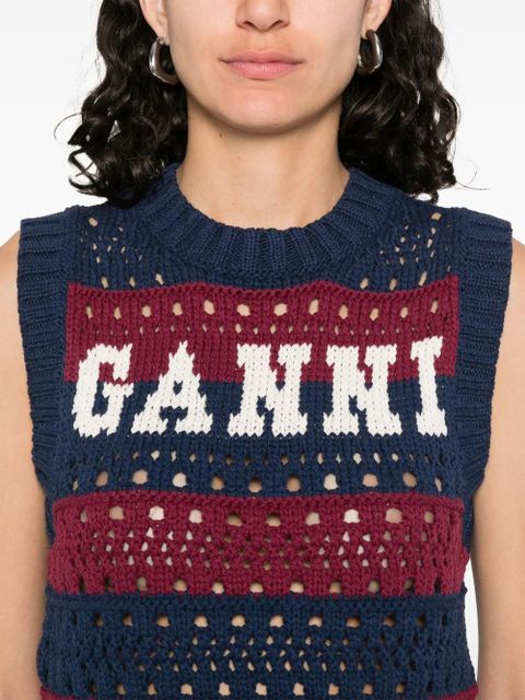 GANNI recycled cotton-blend top - Blue