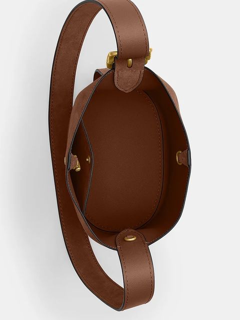 Coach torebka zamszowa Suede Bleecker Bucket 21 kolor brązowy CCW84