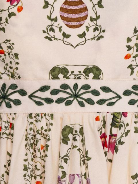 Agua By Agua Bendita Lima Bouquet hand-embroidered mini dress - Neutrals