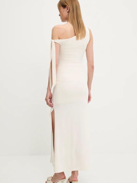 Answear.LAB sukienka kolor beżowy maxi dopasowana