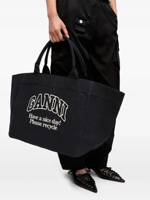 GANNI canvas tote bag - Black - zdjęcie produktu nr 2