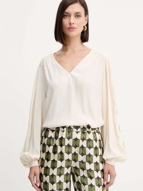 Twinset bluzka damska kolor beżowy z aplikacją 252TP2151 - zdjęcie produktu nr 1