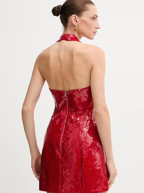 Bardot sukienka kolor czerwony mini rozkloszowana 59857DB2