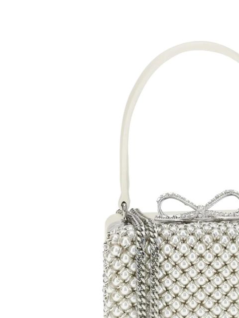 Self-Portrait pearl embellished micro bag - Neutrals