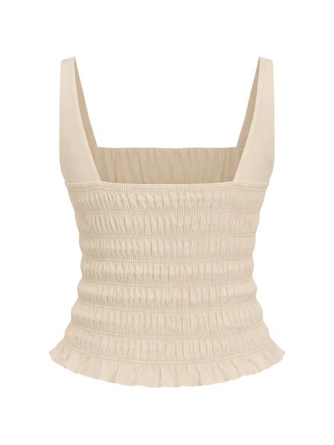 Reformation Jeanette shirred ruffle top - Neutrals - zdjęcie produktu nr 2