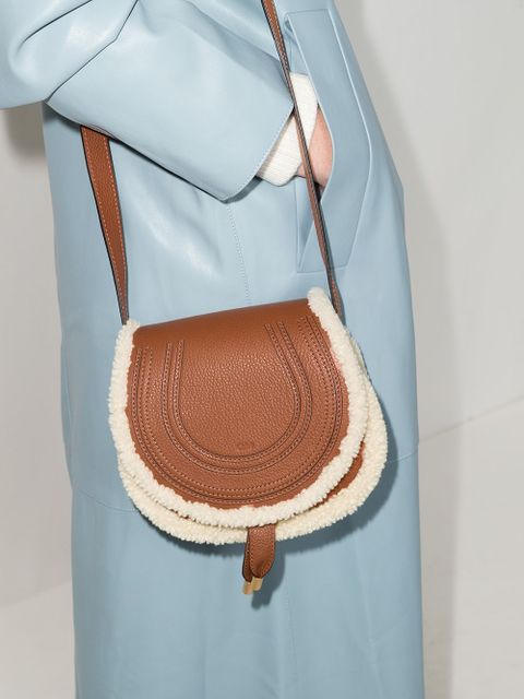 Chloé Marcie shearling trim bag - Brown - zdjęcie produktu nr 2