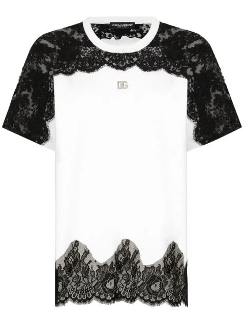Dolce & Gabbana DNA lace-detail panelled T-shirt - White - zdjęcie produktu nr 1