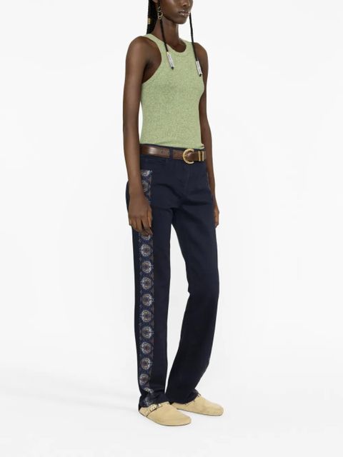 ETRO floral-stripes straight-leg jeans - Blue