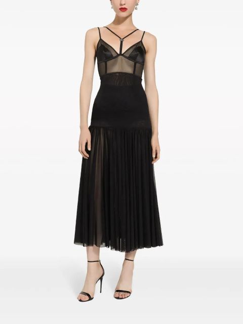 Dolce & Gabbana DG-plaque tulle midi dress - Black