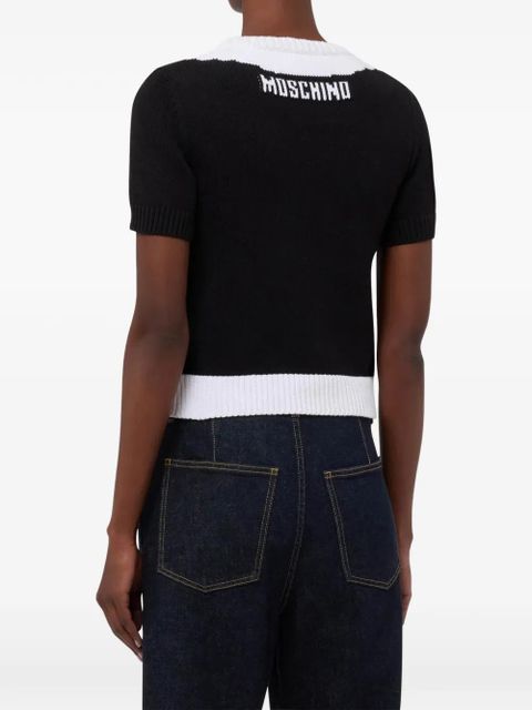 Moschino collared buttoned cotton top - Black