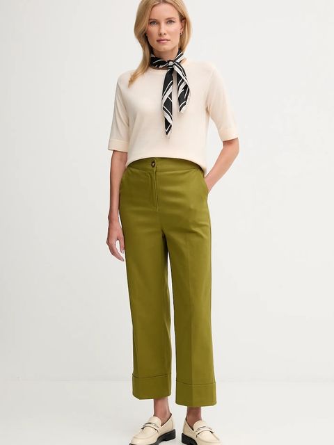 United Colors of Benetton spodnie damskie kolor zielony proste high waist 4SJCDF07J - zdjęcie produktu nr 2