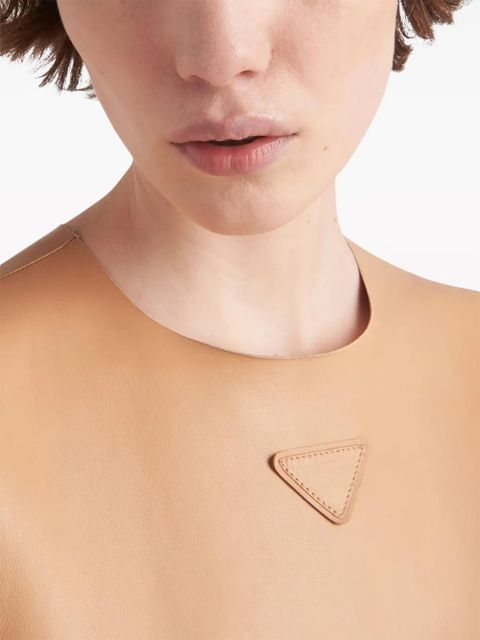 Prada triangle-logo leather shift dress - Brown - zdjęcie produktu nr 2