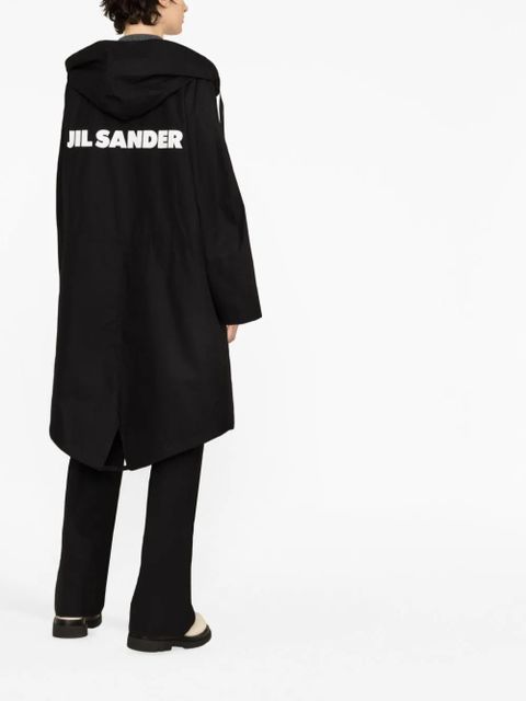 Jil Sander logo-print cotton coat - Black