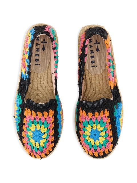 Manebi multicolour crochet espadrilles - Black
