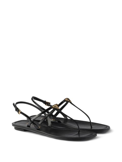 Prada triangle-logo patent-leather sandals - Black - zdjęcie produktu nr 2