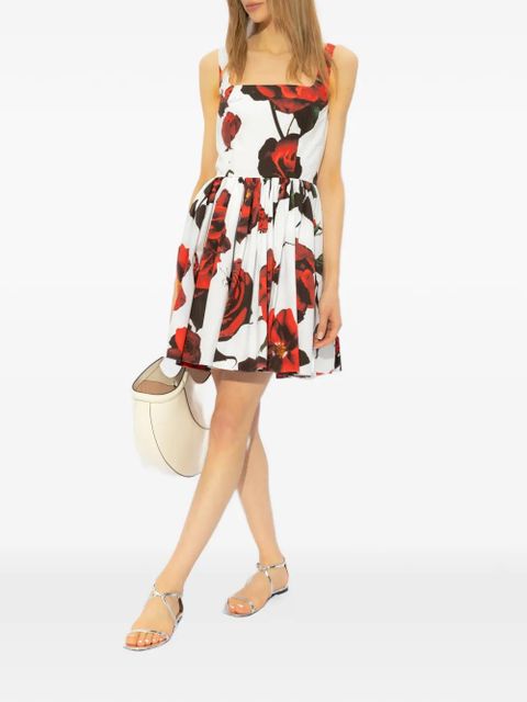Alexander McQueen floral-print flared mini dress - White - zdjęcie produktu nr 2