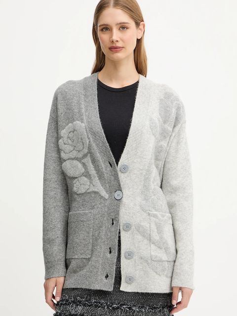 Blugirl Blumarine kardigan z domieszką wełny damski kolor szary ciepły RF5156.MA870 - zdjęcie produktu nr 1