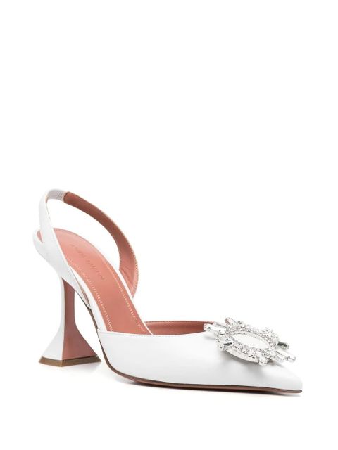 Amina Muaddi 95mm Begum metallic pumps - White - zdjęcie produktu nr 2