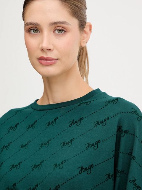 HUGO bluza damska kolor zielony wzorzysta 50545210