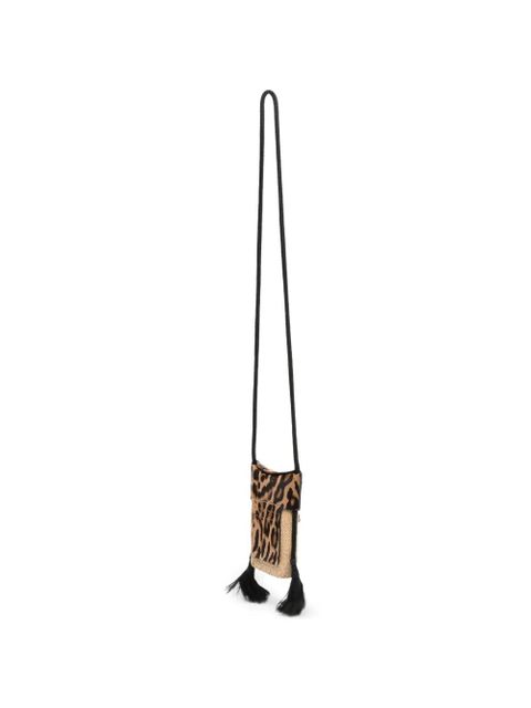 Johanna Ortiz leopard-print crystal-embellished cross body bag - Neutrals