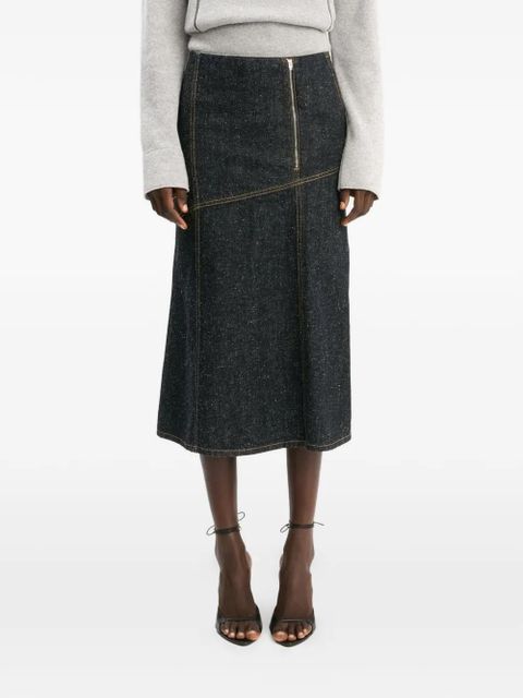 Victoria Beckham panelled denim midi skirt - Blue - zdjęcie produktu nr 2