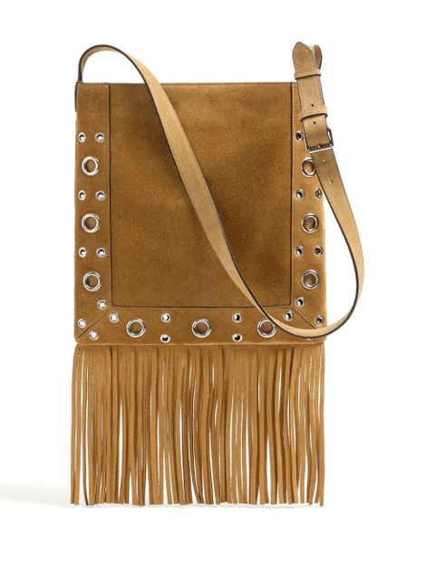 Valentino Garavani Nellcôte studs fringed cross body bag - Brown