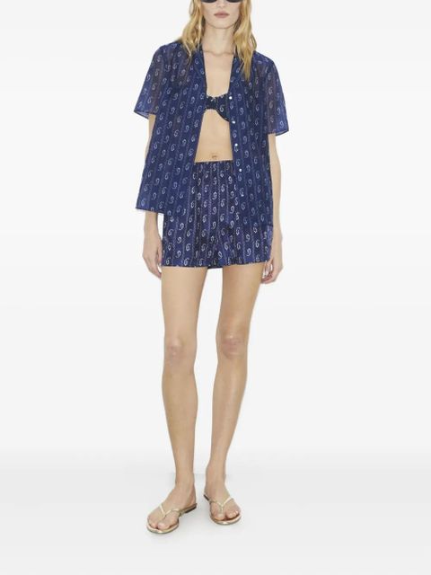 Tory Burch printed camp beach shorts - Blue