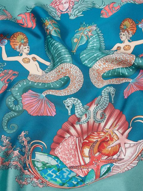 Versace Coral Theatre silk scarf - Green - zdjęcie produktu nr 2