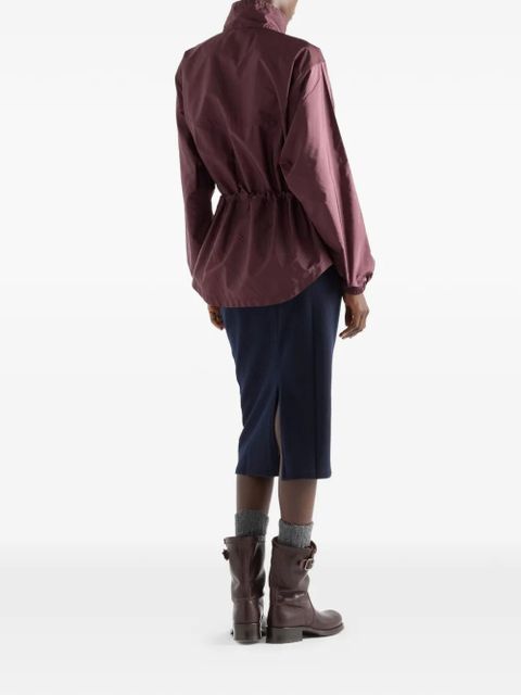 Prada stand-up collar triangle logo jacket - Red