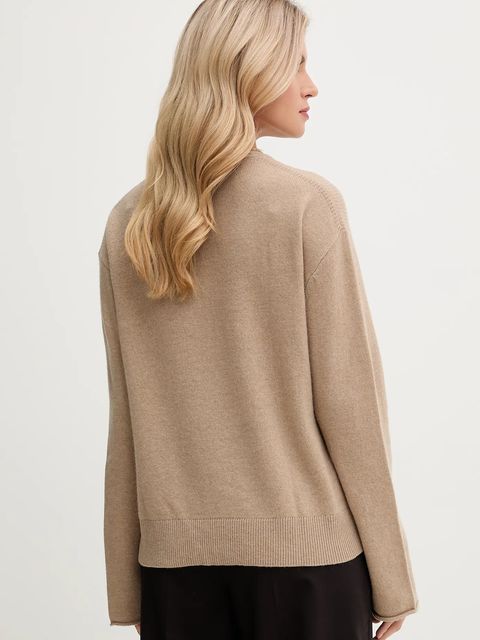 Tommy Hilfiger sweter wełniany damski kolor beżowy lekki WW0WW46438