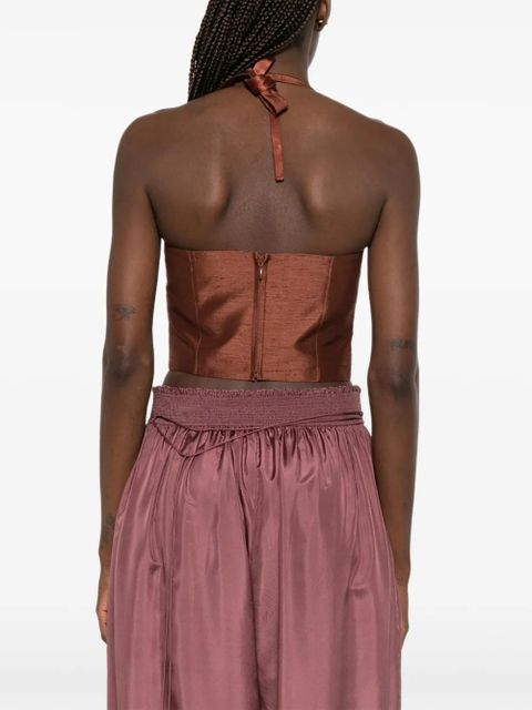 SHUSHU/TONG bead-embellished bow-detail top - Brown