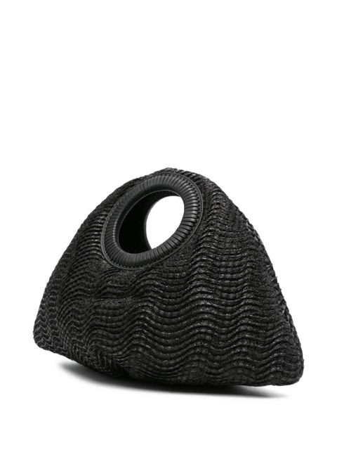 Cult Gaia Thais wave-textured top-handle tote bag - Black
