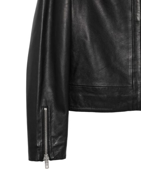 Alysi zip-front leather jacket - Black