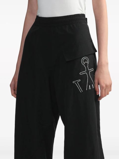 JW Anderson logo-embroidered elasticated-waist track pants - Black