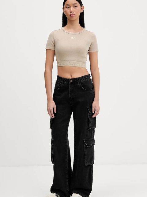 adidas Originals t-shirt Rib Tee damski kolor beżowy JW3577 - zdjęcie produktu nr 2